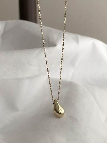 925 Sterling Silver Smotth Water Drop Minimalist Necklace