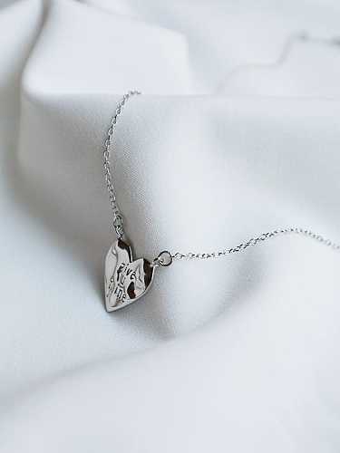 925 sterling silver simple letter Heart Pendant Necklace