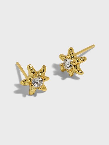 925 Sterling Silver Rhinestone Star Minimalist Stud Earring