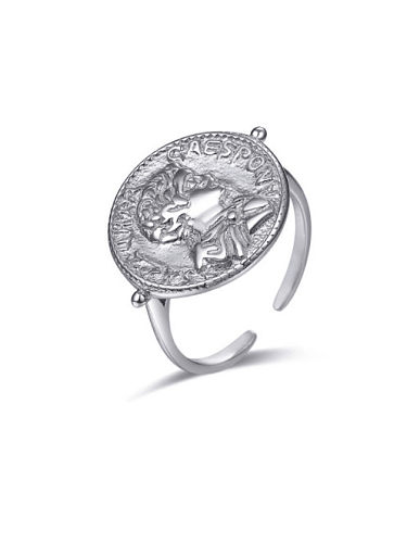 925 Sterling Silber Geometrische Münze Vintage Band Ring