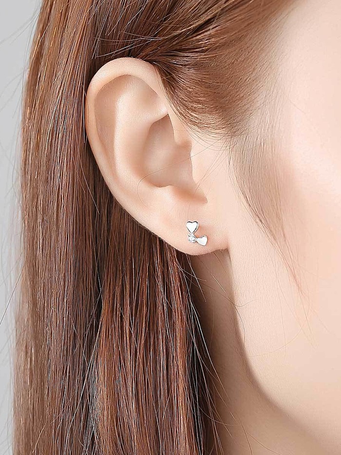 925 Sterling Silver With Delicate Heart Stud Earrings