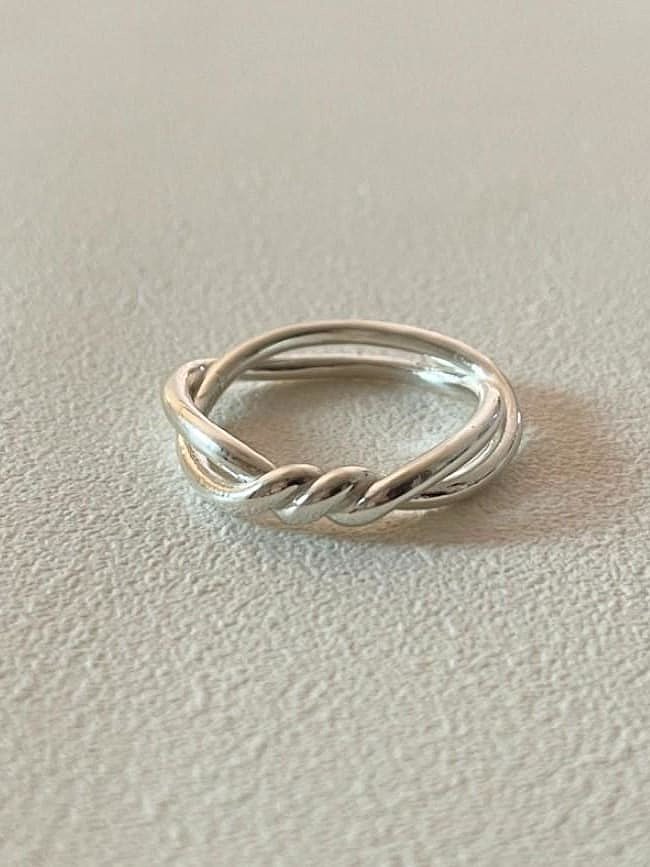 925 Sterling Silver Twist Irregular Vintage Band Ring