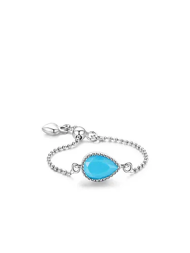 925 Sterling Silver Turquoise Water Drop Classic Band Ring