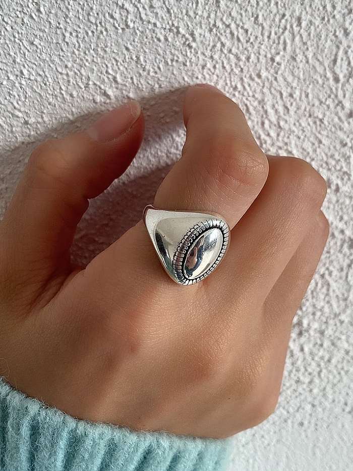 925 Sterling Silver Oval Vintage Band Ring