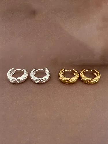 925 Sterling Silver Geometric Vintage Huggie Earring