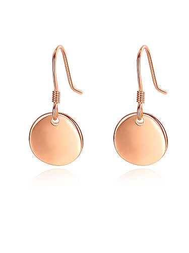 925 Sterling Silver With Glossy Simplistic Round Hook Earrings