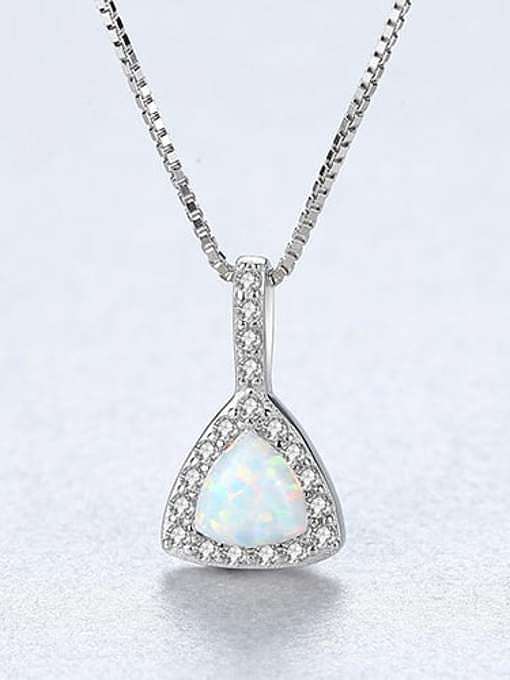 Einfache dreieckige Opal-Anhänger-Halskette aus 925er Sterlingsilber