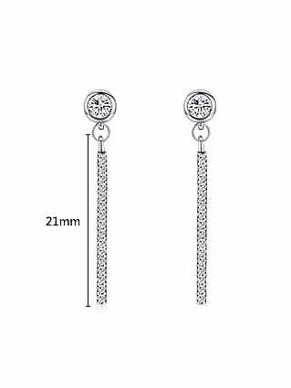 925 Sterling Silver Cubic Zirconia Geometric Tassel Minimalist Drop Earring