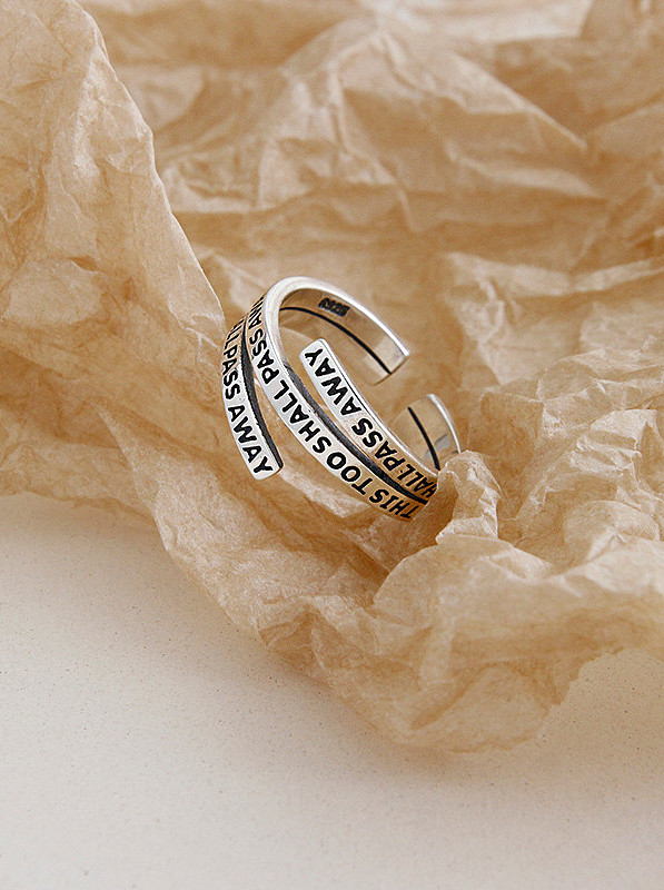 925 Sterling Silver With Platinum Plated Vintage Monogrammed Multi-layer Free size Rings