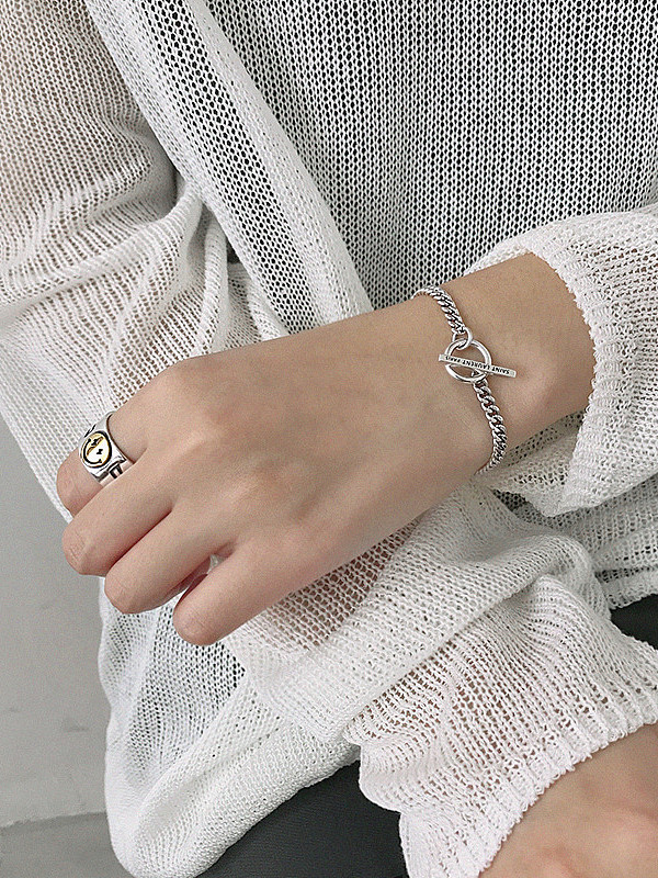 925 Sterling Silver With Antique Silver Plated Personality Chain Bracelets