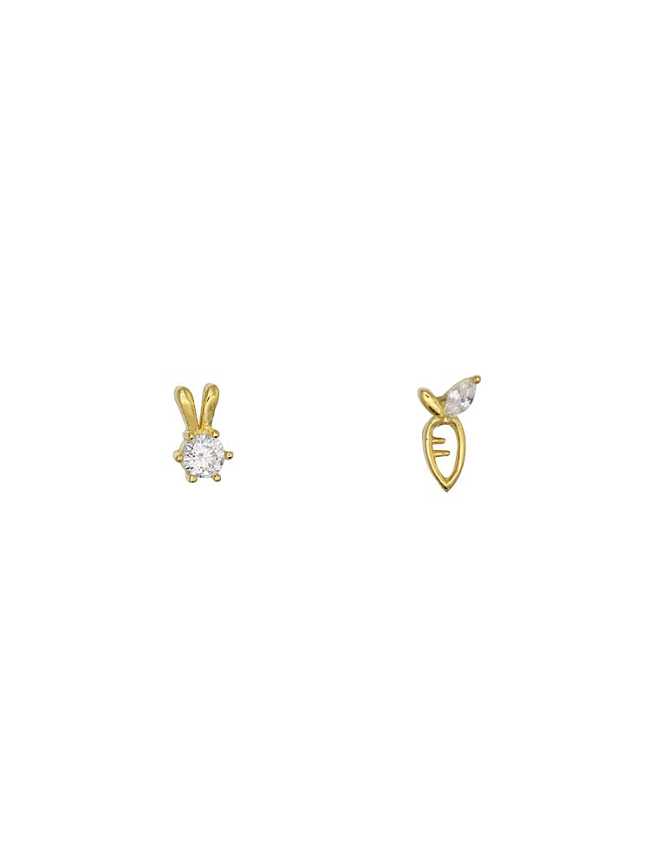 925 Sterling Silver Cubic Zirconia Rabbit Dainty Stud Earring