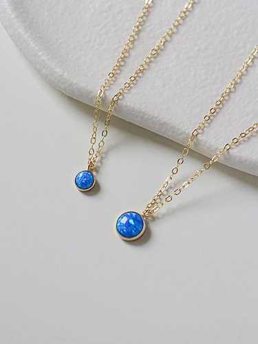 925 Sterling Silver Natural Stone Blue Geometric Dainty Necklace