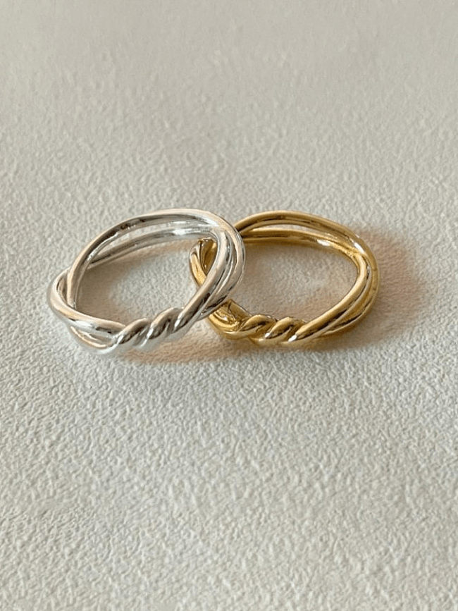 925 Sterling Silver Twist Irregular Vintage Band Ring