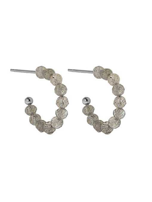 Boucles d'oreilles minimalistes géométriques en pierre naturelle en argent sterling 925