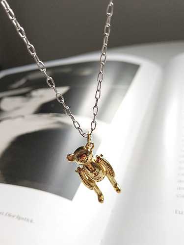 925 Sterling Silver retro Toy Bear Necklace