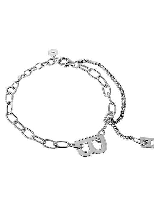 Bracelet à maillons de chaîne creuse vintage irrégulier en argent sterling 925