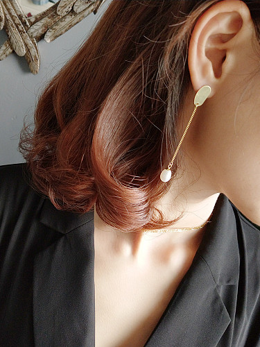 Sterling Silver asymmetrical smooth egg shaped synthetic Pearl Stud Earrings