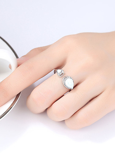 925 Sterling Silver With Personality Water Drop Free size Rings