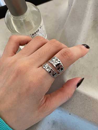 925 Sterling Silver Smooth Irregular Vintage Double Band Ring