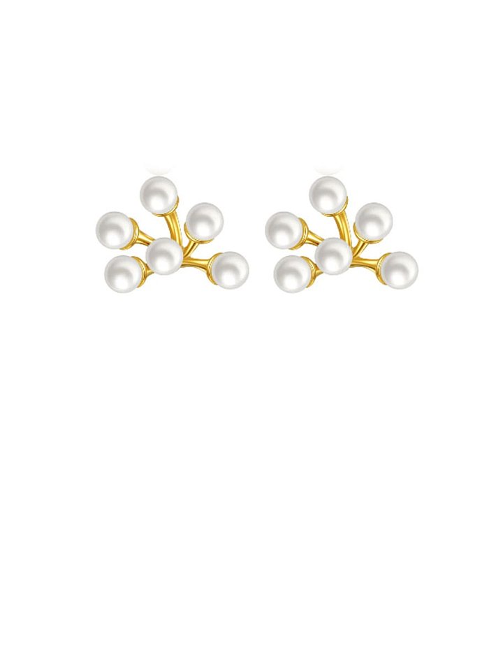 Boucles d'oreilles minimalistes en argent sterling 925 avec perle d'eau douce et fleur blanche