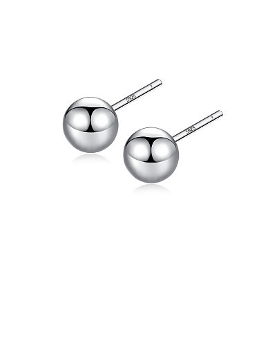 Boucles d'oreilles en argent sterling 925 avec perles rondes simplistes plaquées platine