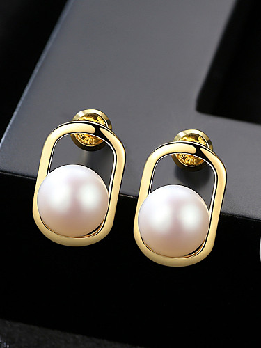 Sterling silver natural 8-8.5mm pearl earrings