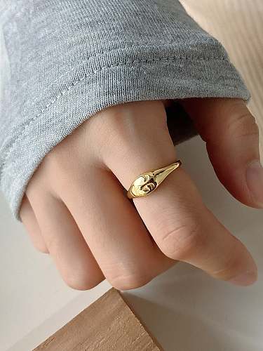 925 Sterling Silver Minimalist Retro Mask Free Size Rings
