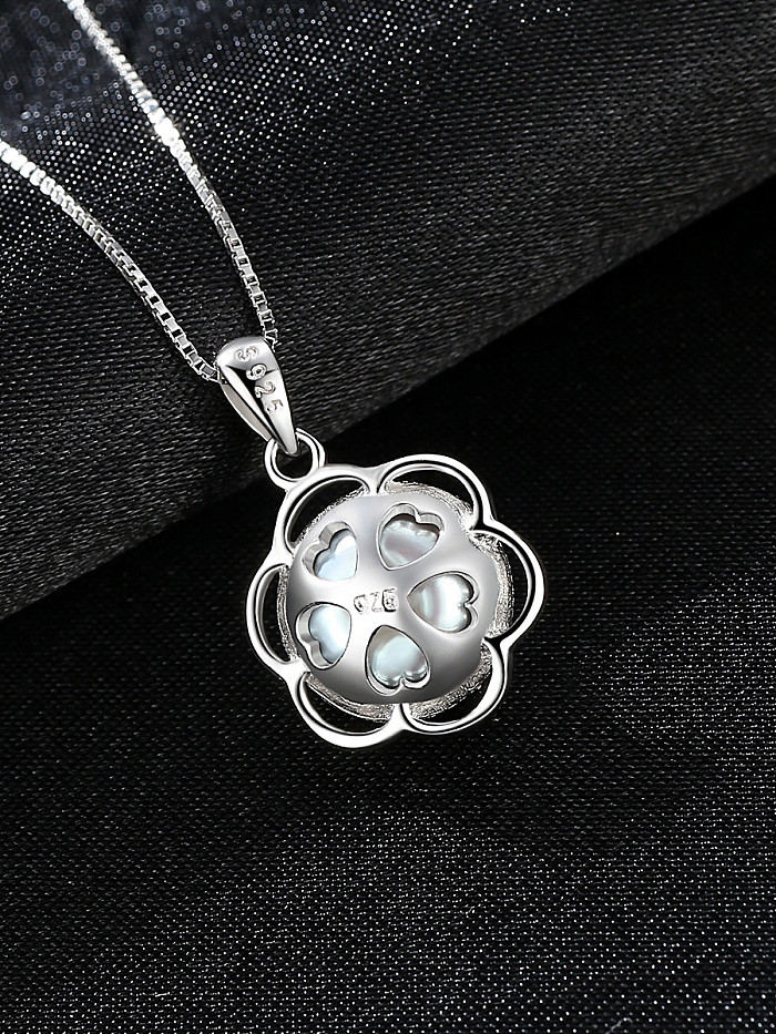 Sterling Silver Natural Freshwater Pearl Flower Necklace