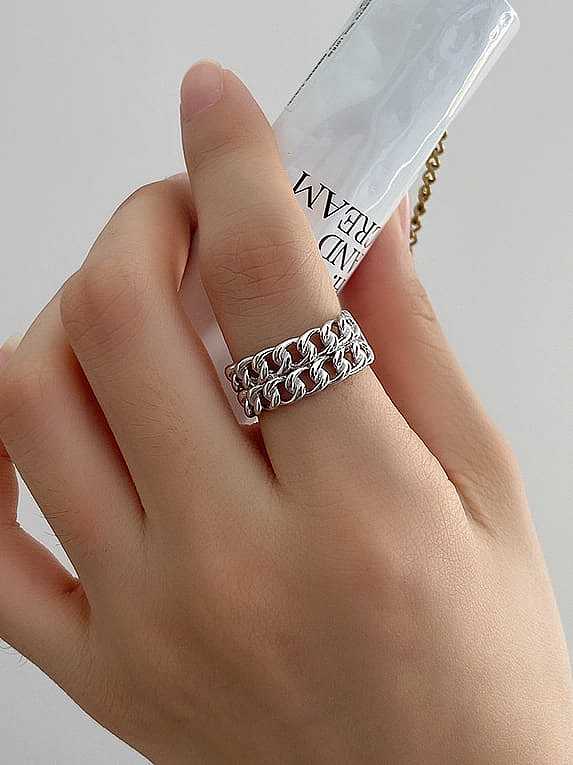 925 Sterling Silver Geometric Vintage Double Chain Band Ring