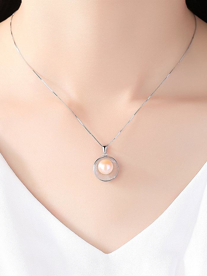Natürliche Perlen aus Sterlingsilber mit einfacher Halskette in Muschelform