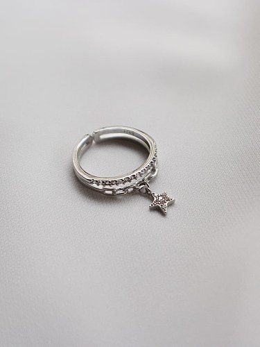 925 Sterling Silver Cubic Zirconia Micro Set Star Minimalist Stackable Ring