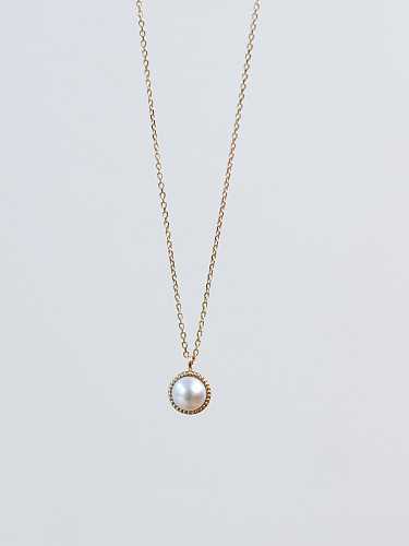 Collier minimaliste géométrique en argent sterling 925 avec perle d'imitation