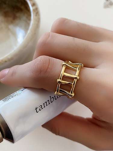 925 Sterling Silver Geometric Vintage Band Ring