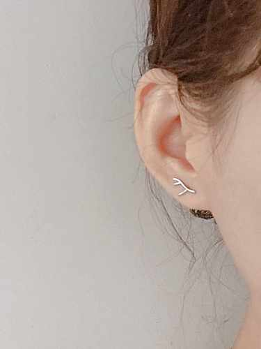 925 Sterling Silver Antlers Minimalist Stud Earring