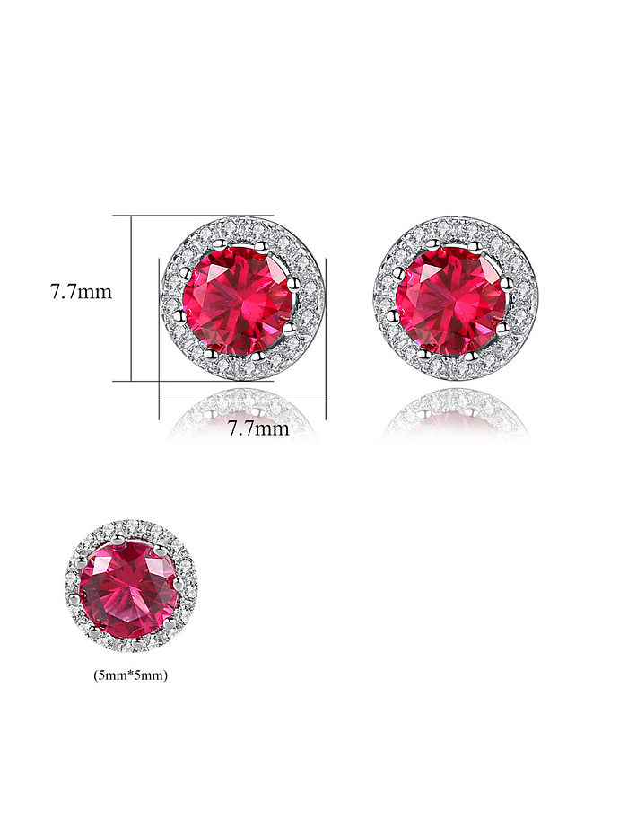 925 Sterling Silver With Cubic Zirconia Delicate Round Stud Earrings