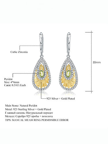925 Sterling Silver Natural Color Treasure Topaz Geometric Artisan Drop Earring