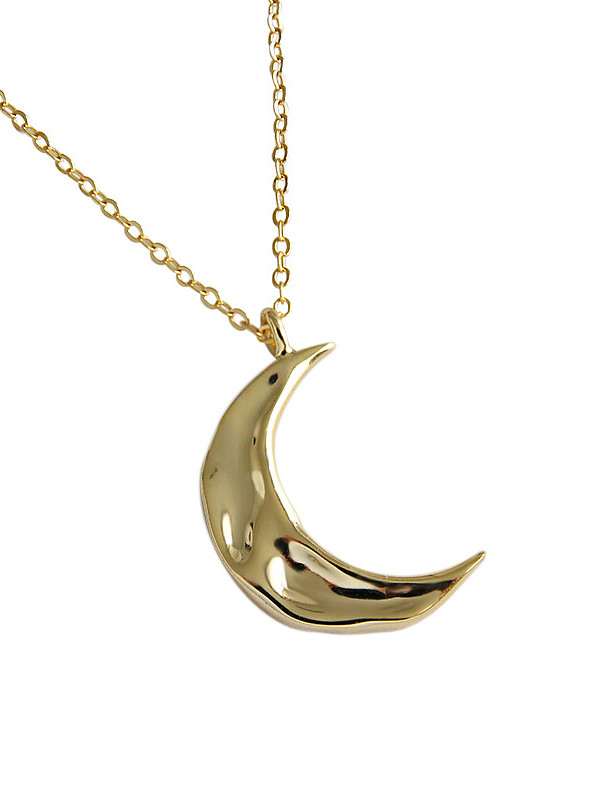 925 Sterling Silver With Convex-Concave Simplistic Moon Necklaces