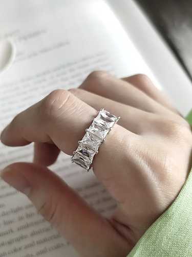925 Sterling Silber Zirkonia Fangtangjie geometrischer minimalistischer Midi-Ring in freier Größe