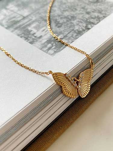 Collier pendentif vintage papillon en argent sterling 925