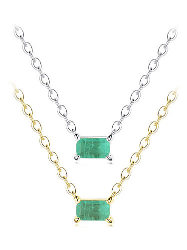 925 Sterling Silver Opal Geometric Minimalist Necklace