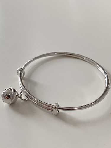 925 Sterling Silver Vintage Simple Double Ring Bells bracelet Cuff Bangle