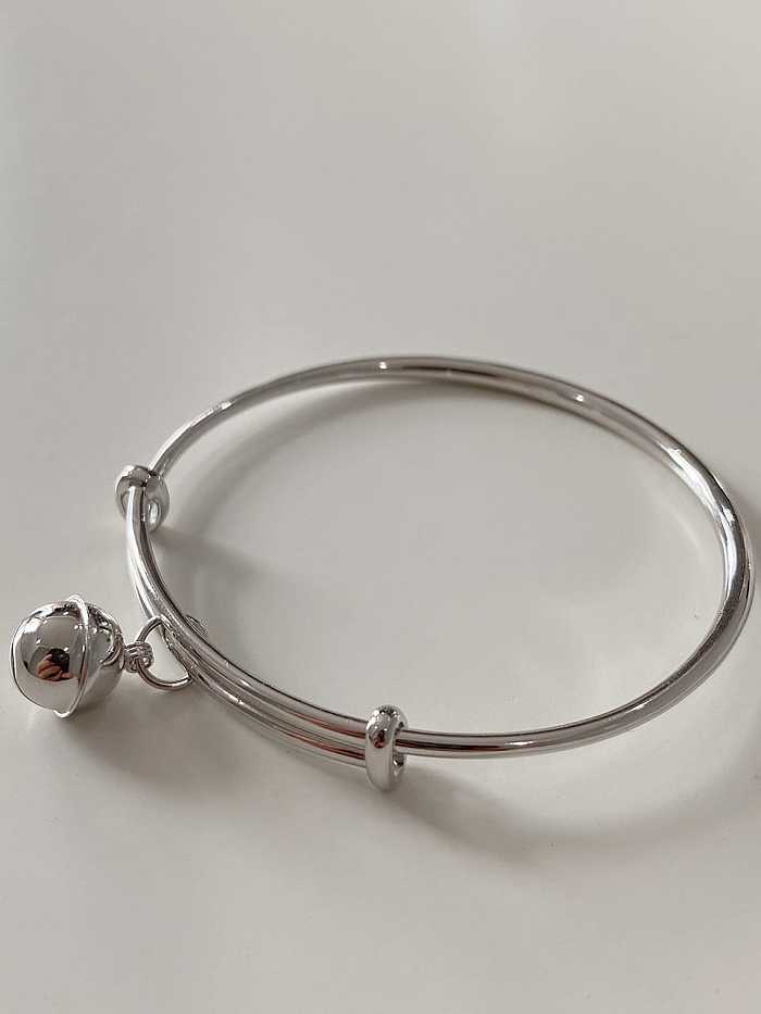 Bracelet manchette en argent sterling 925 vintage simple double anneau cloches