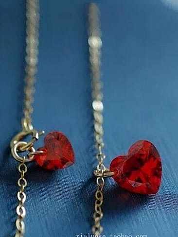 925 Sterling Silber Kristall rotes Herz zierliche Halskette