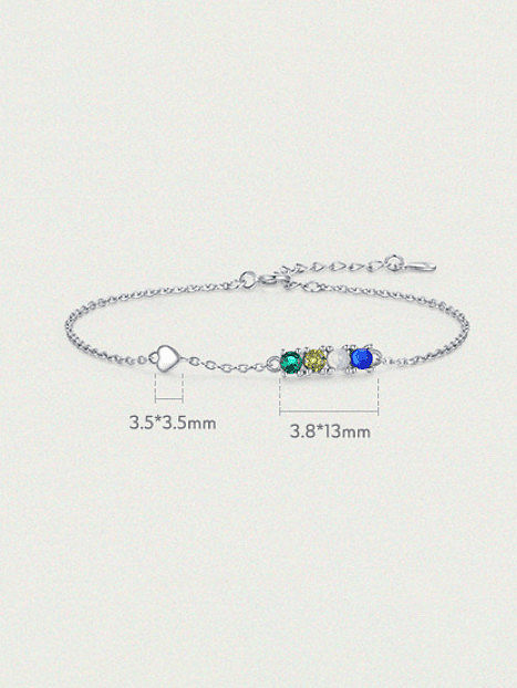 925 Sterling Silver Cubic Zirconia Geometric Minimalist Link Bracelet