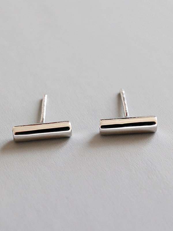 S925 pure silver simple smooth geometric cylindrical Earrings