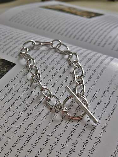 925 Sterling Silver Geometric Trend Link Bracelet