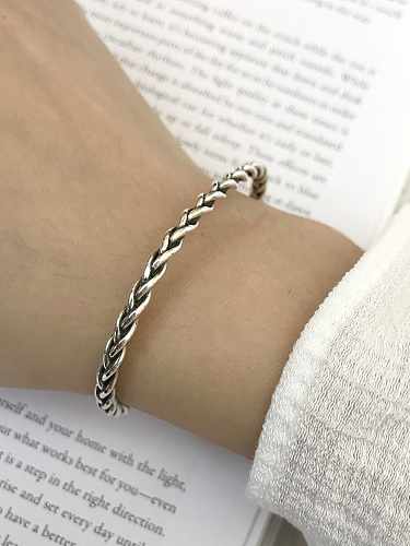 925 Sterling Silver Vintage Woven pattern Band Bangle