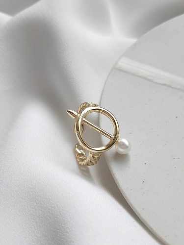 Geometrischer minimalistischer Midi-Ring aus 925er Sterlingsilber mit nachgemachter Perlenkette