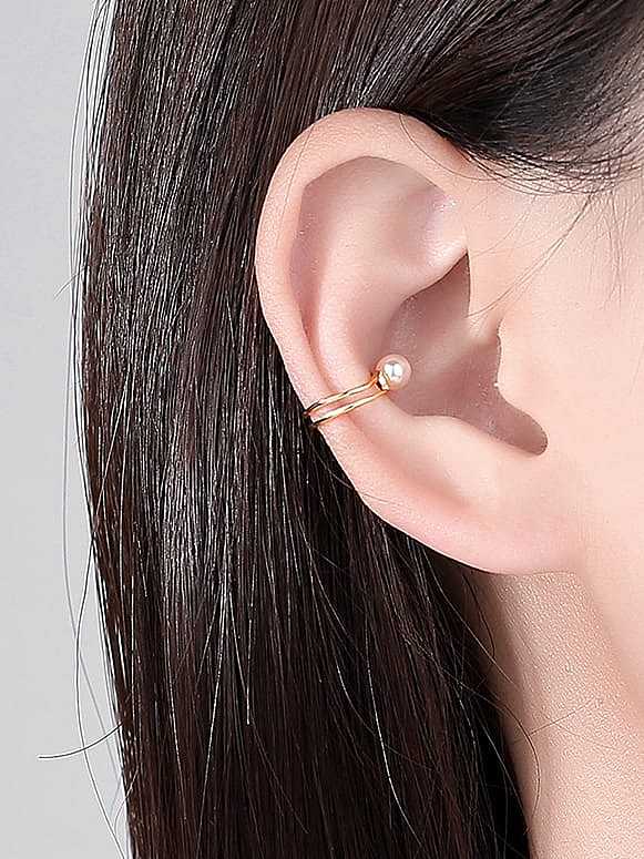 925 Sterling Silver Imitation Pearl Geometric Minimalist Single Earring