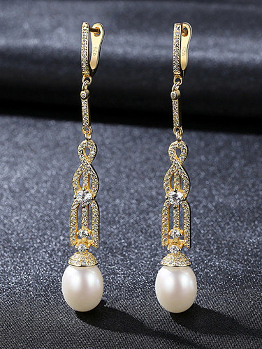 Pure silver retro 7-8mm Natural Freshwater Pearl Earrings